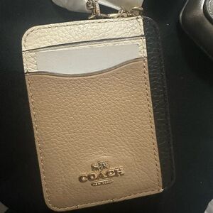Coach Tan and Cream Leather Card Holder